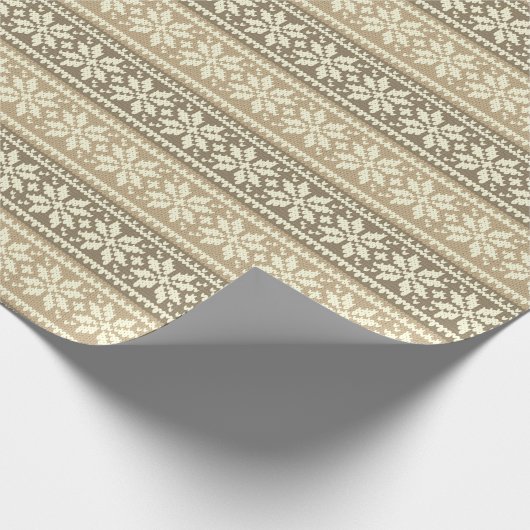 Snowflake Brown Nordic Strick Sweater Pattern Geschenkpapier (Ecke)