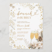 Snowflake Brunch & Bubbly Champagne Bridal Shower Einladung (Vorne/Hinten)