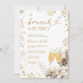 Snowflake-Brunch & Bubbly-Champagner-Junggesellinn Einladung (Vorderseite)