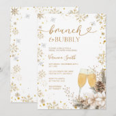 Snowflake-Brunch & Bubbly-Champagner-Junggesellinn Einladung (Vorne/Hinten)