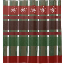 Snowflake Buffalo Karierter Weihnachtsfeiertag Duschvorhang