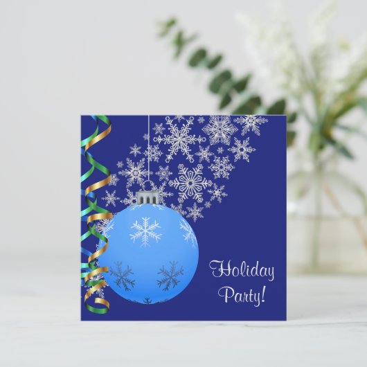 Snowflake Bulb Feiertag Party Einladung (Stehend Vorderseite)