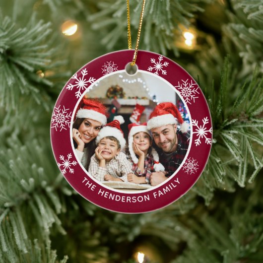 Snowflake Burgund Wunderbare Zeit des Jahres Keramik Ornament (Baum)