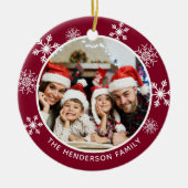 Snowflake Burgund Wunderbare Zeit des Jahres Keramik Ornament (Vorne)