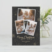 Snowflake Calligraphy Black Foto Frohe Weihnachten (Stehend Vorderseite)