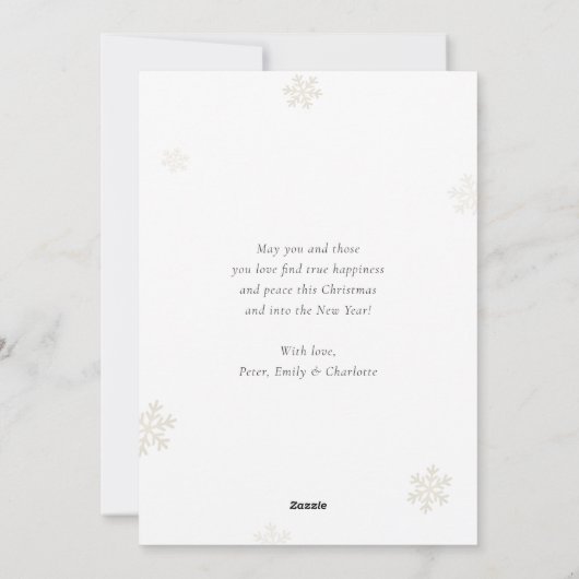 Snowflake Calligraphy Black Foto Frohe Weihnachten (Rückseite)