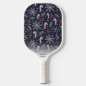 Snowflake Candy Cane Winterurlaub Benutzerdefinier Pickleball Schläger (Vorderseite)