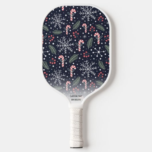 Snowflake Candy Cane Winterurlaub Benutzerdefinier Pickleball Schläger (Vorderseite)