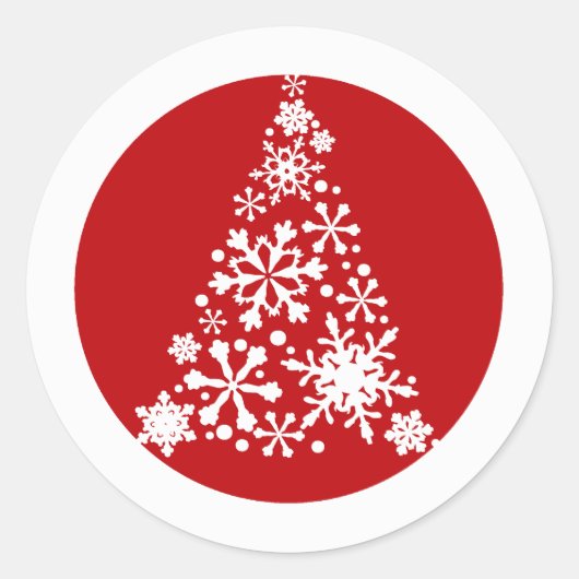 Snowflake Christimas Tree Runder Aufkleber (Vorderseite)
