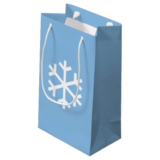 Snowflake Christmas Blue-Geschenktasche Kleine Geschenktüte (Rückseite Schrägansicht)