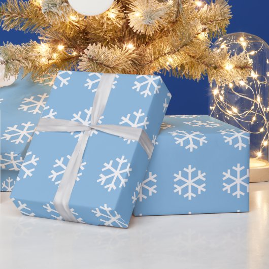 Snowflake Christmas Blue Wrapping Paper Geschenkpapier (Feiertage)