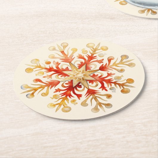 Snowflake Christmas Set of 6  Runder Pappuntersetzer (Angewinkelt)