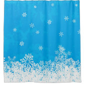 Snowflake Collection Blauer Winterduschvorhang Duschvorhang (Vorderseite)