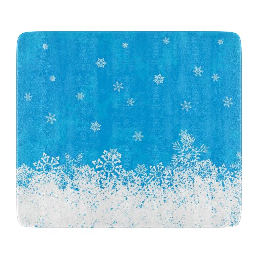 Snowflake Collection Glass Cutting Board 6"x7" Schneidebrett (Vorderseite)