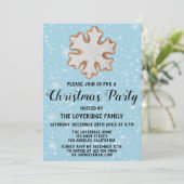 Snowflake Cookie Feiertag Weihnachten Party Blauer Einladung (Stehend Vorderseite)