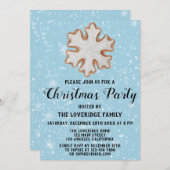 Snowflake Cookie Feiertag Weihnachten Party Blauer Einladung (Vorne/Hinten)