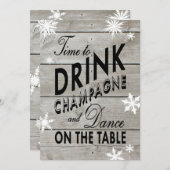 Snowflake Couple's Shower Time to Drink Champagne Einladung (Vorne/Hinten)