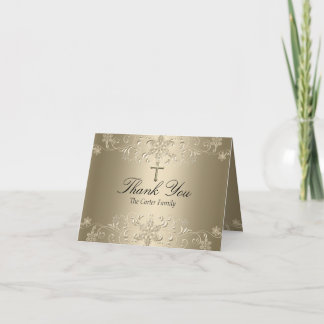 Snowflake & Cross Gold Taufe Danke Karte