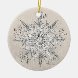 Snowflake Crystal Grunge Keramik Ornament
