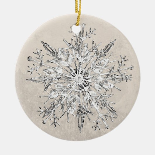Snowflake Crystal Grunge Keramik Ornament (Vorne)