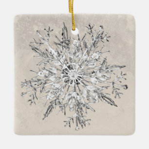 Snowflake Crystal Grunge Keramikornament