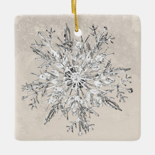Snowflake Crystal Grunge Keramikornament (Vorderseite)