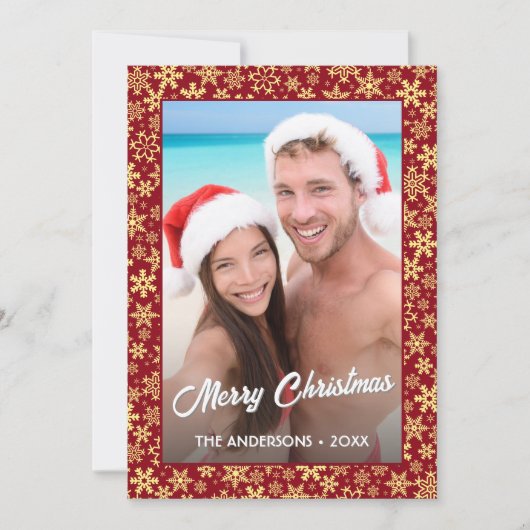 Snowflake Custom Foto Weihnachten Red 2 Side Desig (Vorderseite)