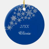 Snowflake Dancer Blau Personalisiert Weihnachten Keramik Ornament (Hinten)