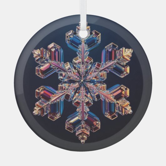 Snowflake-Design auf einem Glasdekor Ornament Aus Glas (Vorderseite)