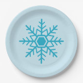 Snowflake Design Blue Pappteller (Vorderseite)