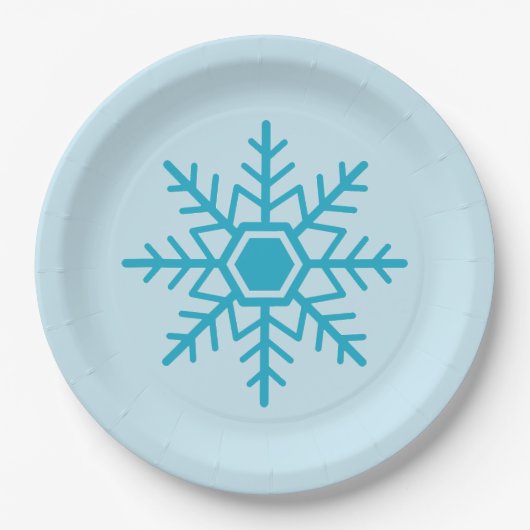 Snowflake Design Blue Pappteller (Vorderseite)