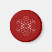 Snowflake Design in Dunkelrot und Weiß. Magnet (Vorne)
