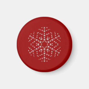 Snowflake Design in Dunkelrot und Weiß. Magnet