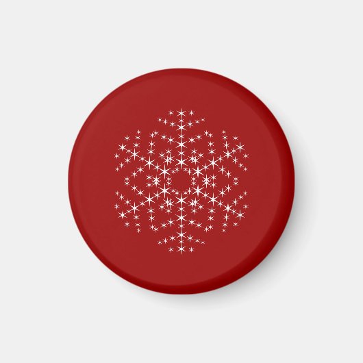Snowflake Design in Dunkelrot und Weiß. Magnet (Vorne)