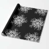 Snowflake Design Schwarz-weiß Geschenkpapier (Ungerollt)