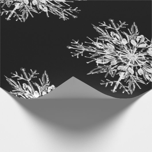 Snowflake Design Schwarz-weiß Geschenkpapier (Ecke)