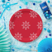 Snowflake Design Weihnachten Roter Urlaub Pappteller (Party)