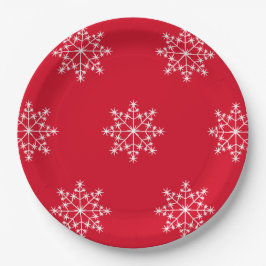 Snowflake Design Weihnachten Roter Urlaub Pappteller