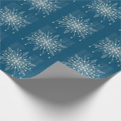 Snowflake Diamond elegante Winter blau grau Geschenkpapier (Ecke)