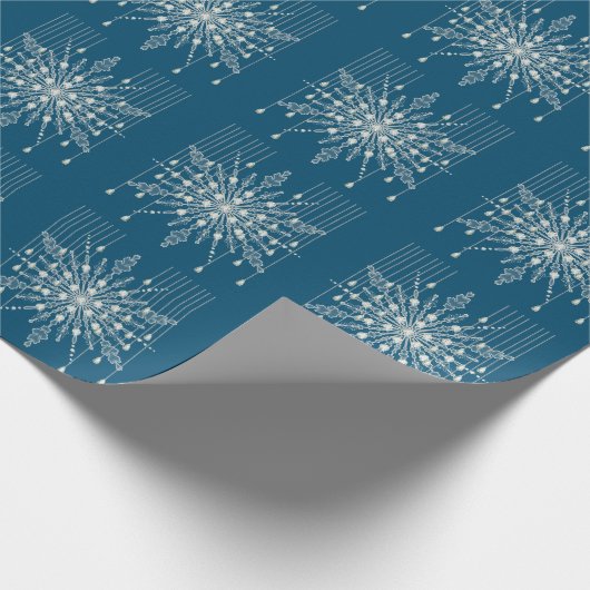Snowflake Diamond elegante Winter blau grau Geschenkpapier (Ecke)