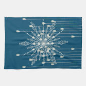 Snowflake Diamond elegante Winter blau grau Geschirrtuch (Horizontal)