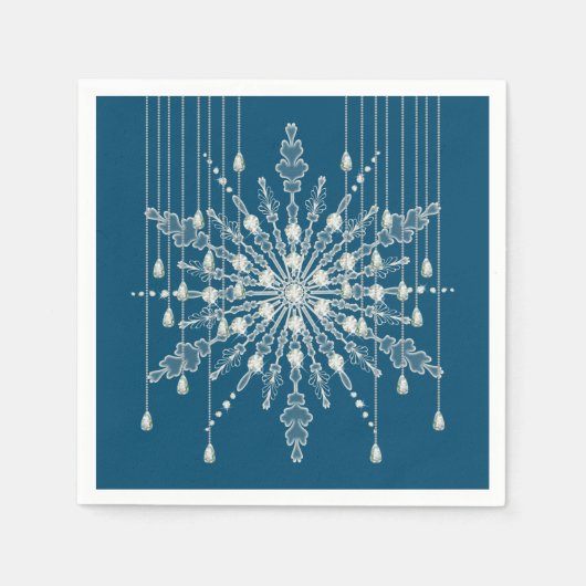 Snowflake Diamond elegante Winter blau grau Serviette (Vorderseite)