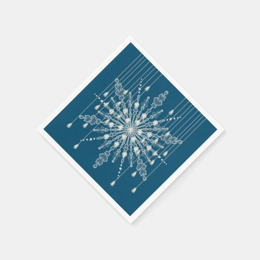 Snowflake Diamond elegante Winter blau grau Serviette (Ecke)