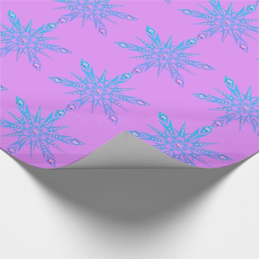 Snowflake Diamond Retro lila blau Mitte Jahrhunder Geschenkpapier (Ecke)