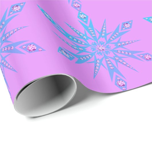 Snowflake Diamond Retro lila blau Mitte Jahrhunder Geschenkpapier (Rolleneckpunkt)