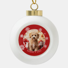 Snowflake Dog Photo Ornament with Tree Backside