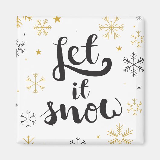 Snowflake Doodles Weihnachtsgrafik Magnet (Vorne)