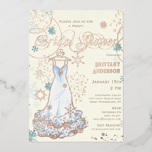 Snowflake Dress Winter Wonderland Brautparty Folieneinladung (Vorderseite)