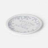 Snowflake Dusty Blue Modern Winter Brautparty Pappteller (Schrägansicht)