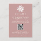Snowflake Dusty Rose Wedding Details QR Code Begleitkarte (Vorderseite)